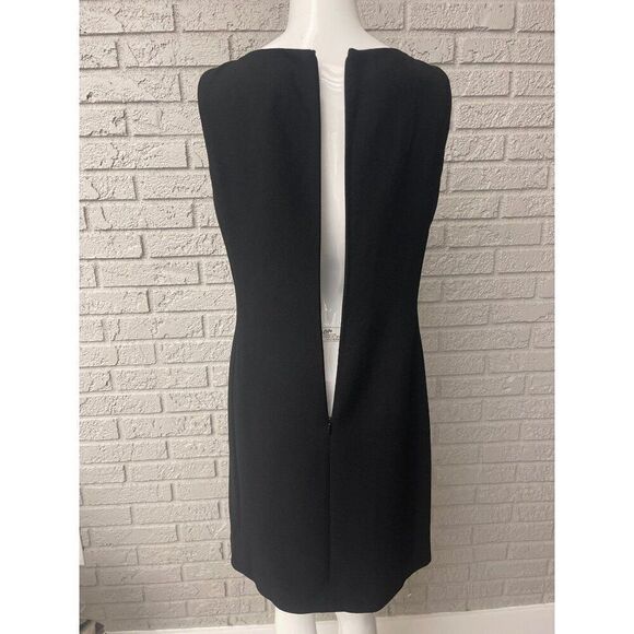 Ann Taylor Women Black Sleeveless Wool Embroidery Trim Sheath Dress Size 6 - Picture 6 of 10